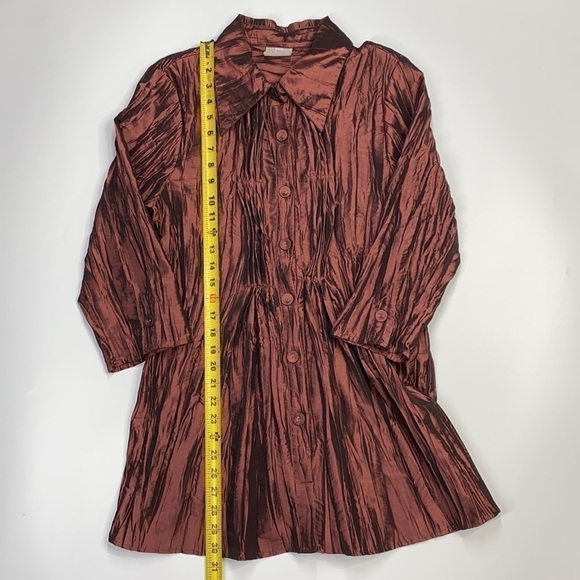 Noelle Burgundy Crinkled Tunic Jacket Size 8/10 - Picture 8 of 9
